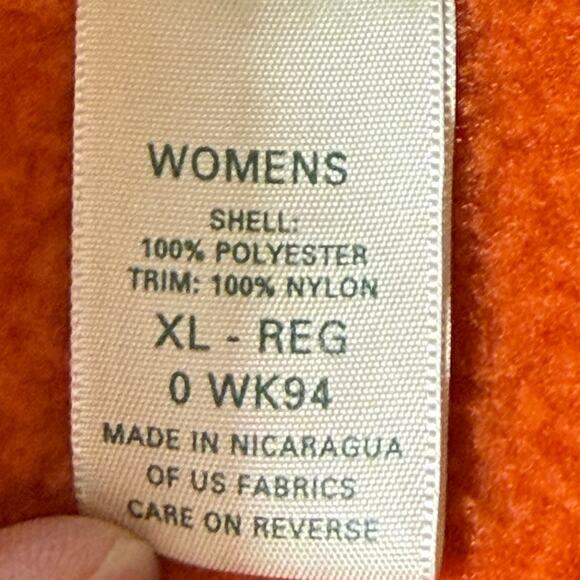 LL Bean Women’s XL Orange Black Zip Front Sherpa Fleece Outdoor Vest Warm - Picture 5 of 7